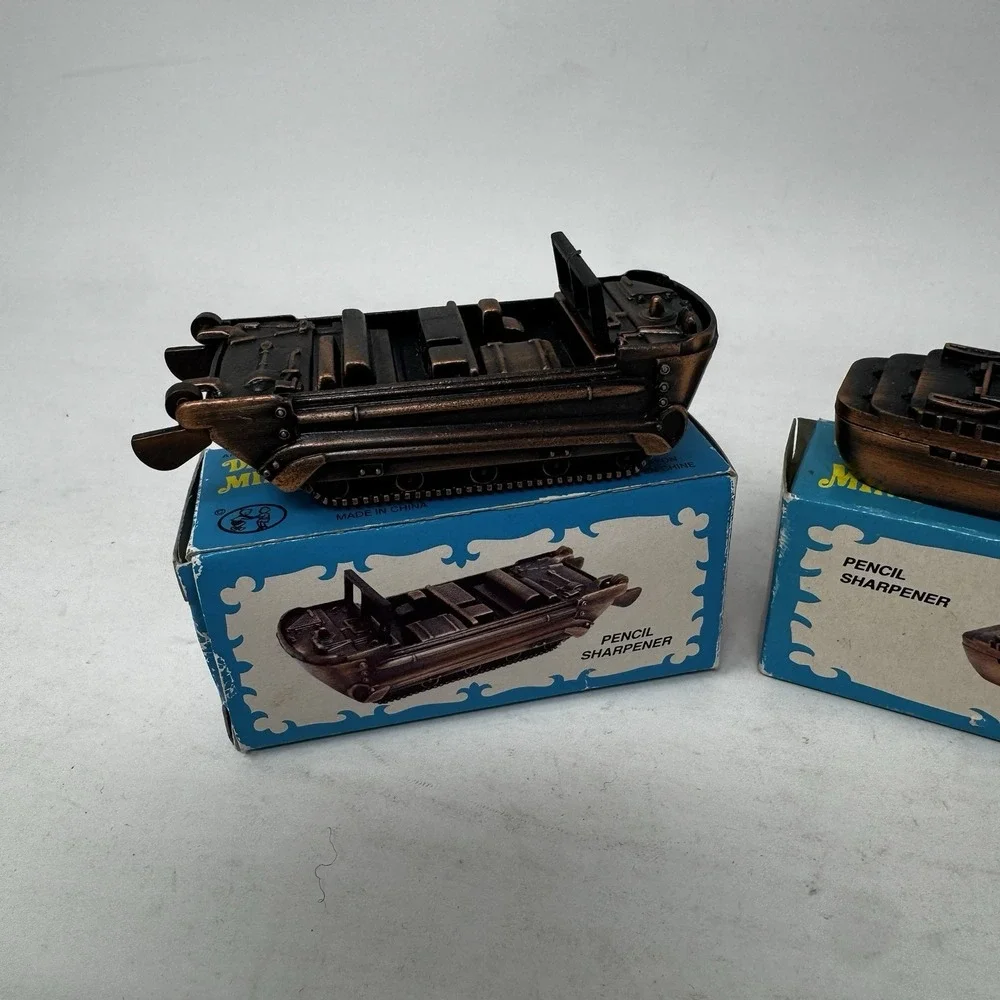 Vintage Die Cast Military Mini Pencil Sharpeners Ship Boat Miniature Lot of‎ 2